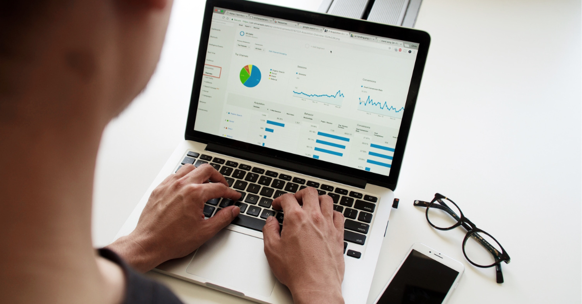 man reviewing google analytics